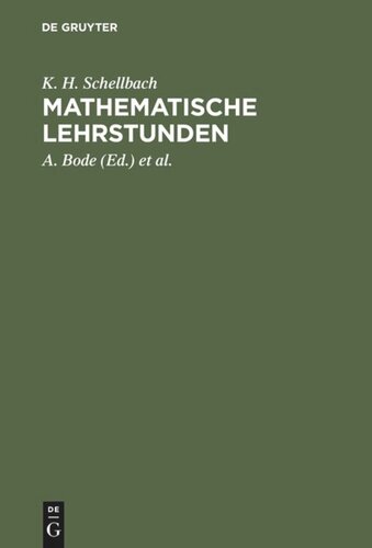 Mathematische Lehrstunden: Aufgaben aus der Lehre vom Größten und Kleinsten