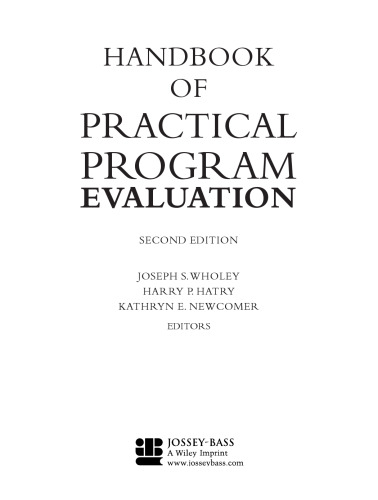 Handbook of Practical Program Evaluation