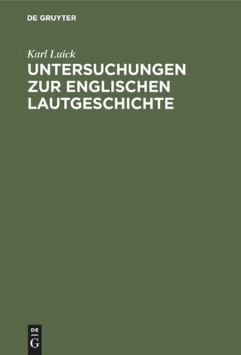 Untersuchungen zur englischen Lautgeschichte