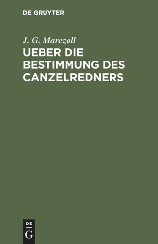 Ueber die Bestimmung des Canzelredners