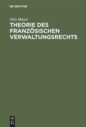 Theorie des französischen Verwaltungsrechts