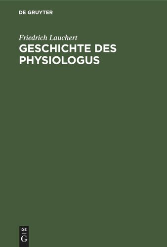 Geschichte des Physiologus: Mit zwei Textbeilagen