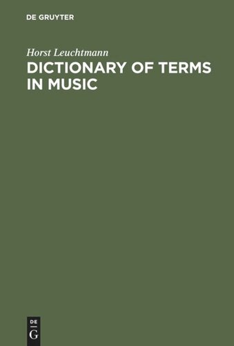 Dictionary of Terms in Music / Wörterbuch Musik: English - German, German - English