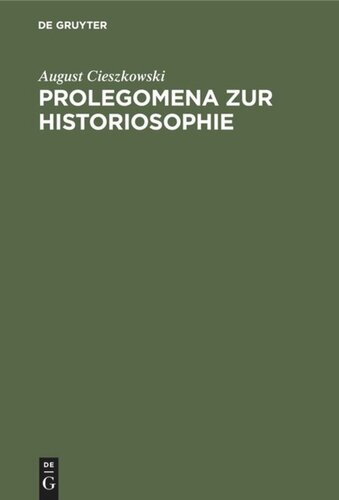 Prolegomena zur Historiosophie