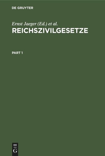 Reichszivilgesetze. (Ausgabe für Sachsen): Eine Sammlung der wichtigsten Reichsgesetze über bürgerliches Recht und Rechtspflege