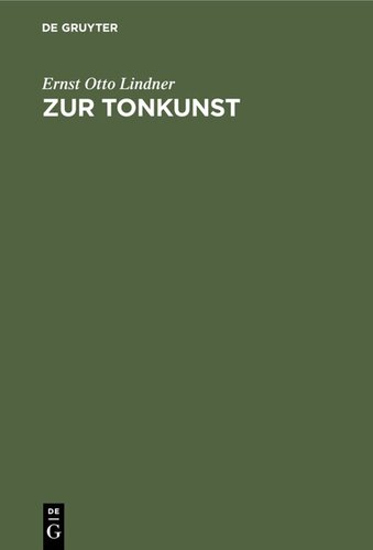 Zur Tonkunst: Abhandlungen
