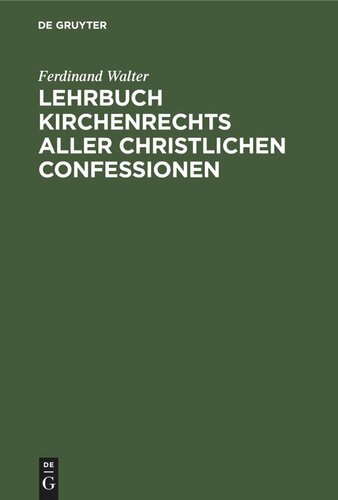 Lehrbuch Kirchenrechts aller christlichen Confessionen