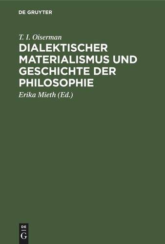 Dialektischer Materialismus und Geschichte der Philosophie: Philosophiehistorische Studien