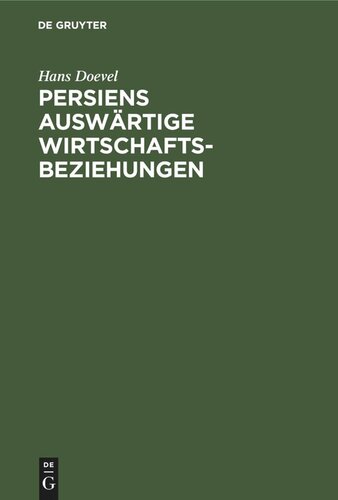 Persiens auswärtige Wirtschaftsbeziehungen