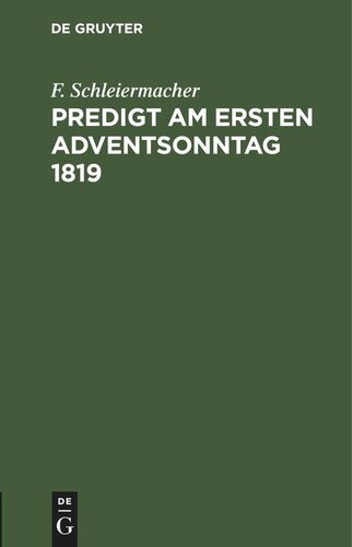 Predigt am ersten Adventsonntag 1819