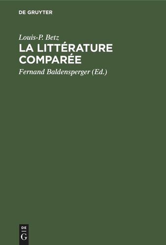 La littérature comparée: Essai bibliographique