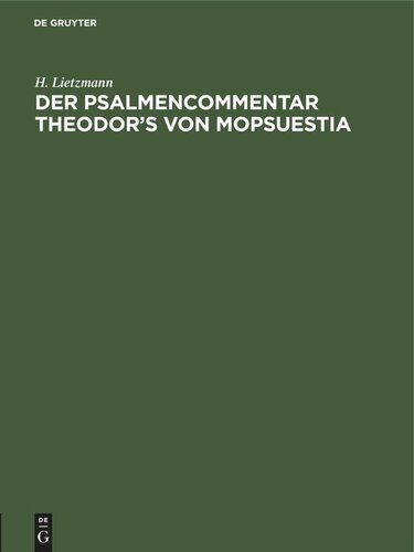 Der Psalmencommentar Theodor’s von Mopsuestia