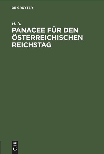 Panacee für den österreichischen Reichstag