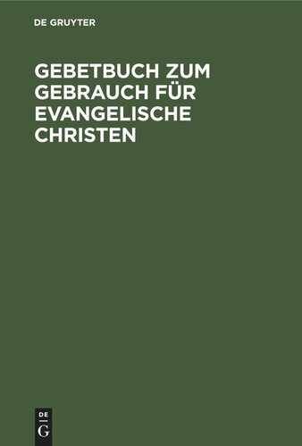 Gebetbuch zum Gebrauch für evangelische Christen