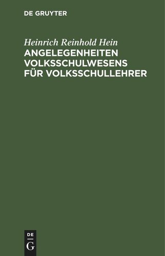 Angelegenheiten Volksschulwesens für Volksschullehrer