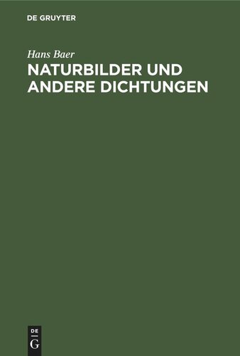Naturbilder und andere Dichtungen