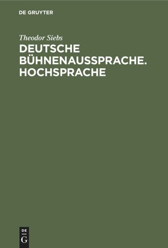 Deutsche Bühnenaussprache. Hochsprache: Nach den Beratungen zur ausgleichenden Regelung der deutschen Bühnenaussprache, die 1898 in Berlin unter Mitwirkung der Herren Graf von Hochberg, Freiherr von Ledebur, Dr. Temepltey, Prof. Dr. Sievers, Prof. Dr. Luick, Prof. Dr. Siebs und nach den ergänze