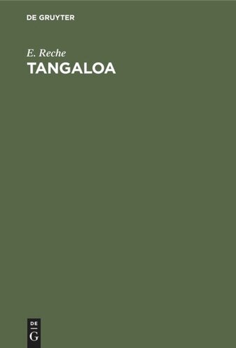 Tangaloa: Ein Beitrag zur geistigen Kultur der Polynesier