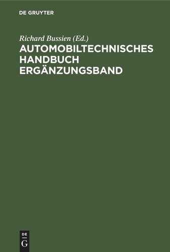 Automobiltechnisches Handbuch Ergänzungsband
