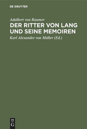 Der Ritter von Lang und seine Memoiren