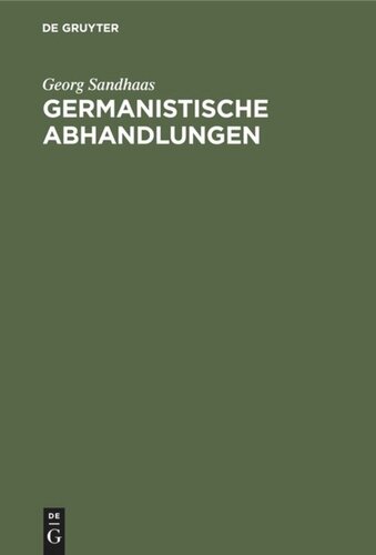 Germanistische Abhandlungen