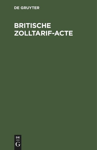 Britische Zolltarif-Acte