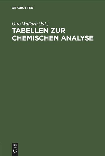 Tabellen zur chemischen Analyse