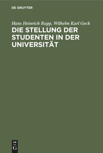 Die Stellung der Studenten in der Universität