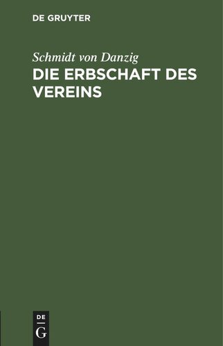 Die Erbschaft des Vereins: Rede über die Aufgabe der Handwerkervereine