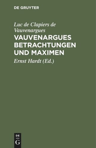 Vauvenargues Betrachtungen und Maximen