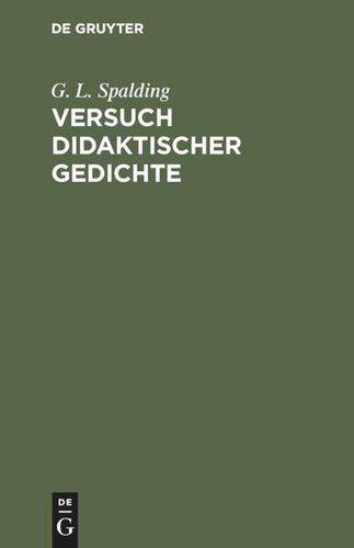 Versuch didaktischer Gedichte