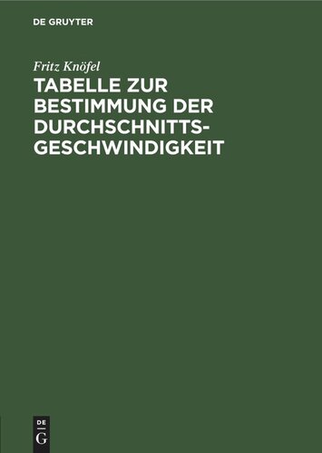 Tabelle zur Bestimmung der Durchschnittsgeschwindigkeit