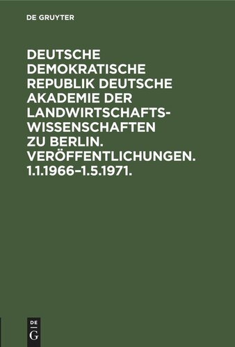 Veröffentlichungen. 1.1.1966–1.5.1971