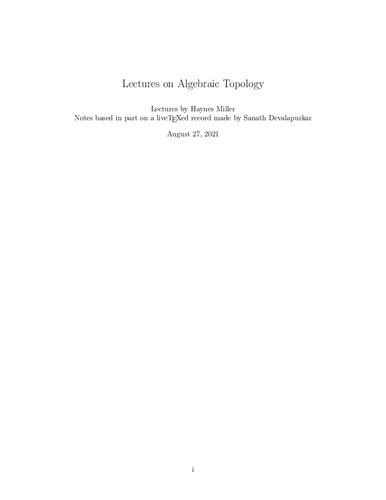 Lectures on Algebraic Topology