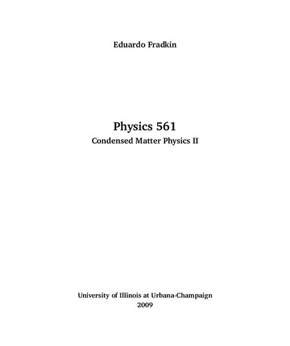 Physics 561 Condensed Matter Physics II