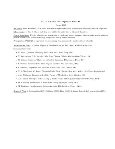 Physics of Solids II