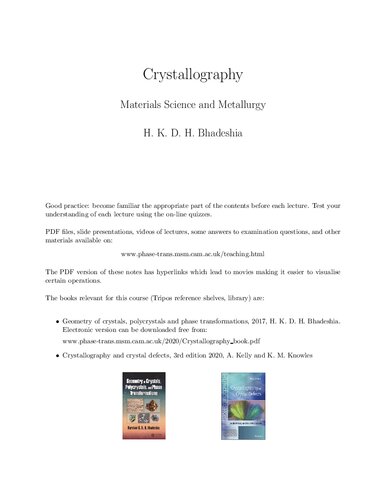 Crystallography Materials Science and Metallurgy