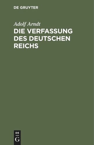 Die Verfassung des Deutschen Reichs: Mit Einleitung und Kommentar