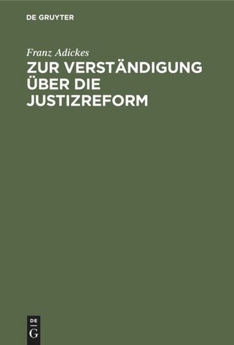 Zur Verständigung über die Justizreform