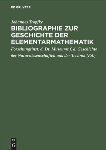 Bibliographie zur Geschichte der Elementarmathematik