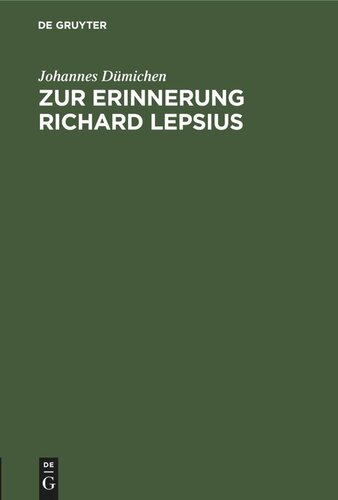 Zur Erinnerung Richard Lepsius