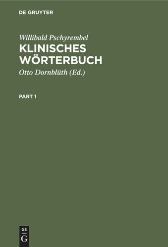 Klinisches Wörterbuch: Mit klinischen Syndromen