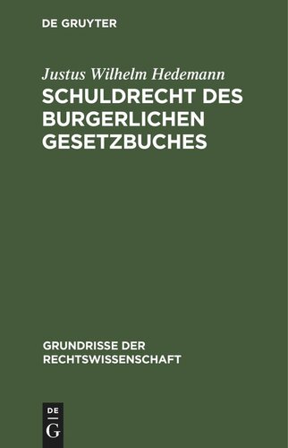 Schuldrecht des Burgerlichen Gesetzbuches