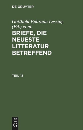 Briefe, die neueste Litteratur betreffend: Teil 15