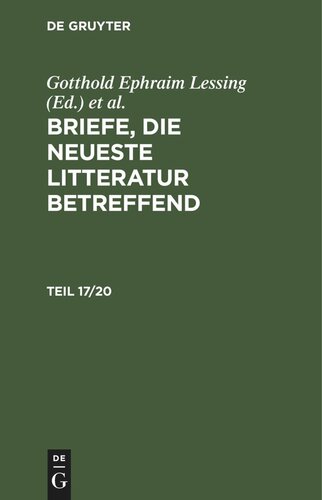 Briefe, die neueste Litteratur betreffend: Teil 17/20