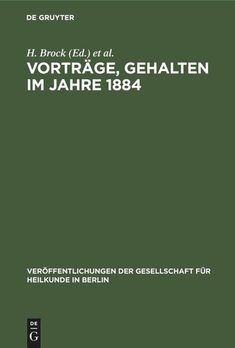 Vorträge, gehalten im Jahre 1884