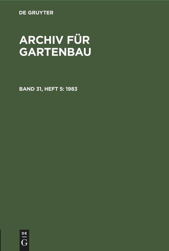 Archiv für Gartenbau: Band 31, Heft 5 1983