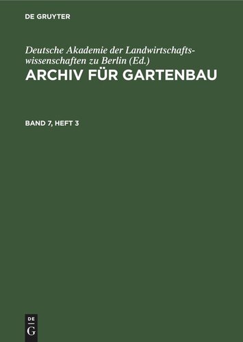 Archiv für Gartenbau: Band 7, Heft 3