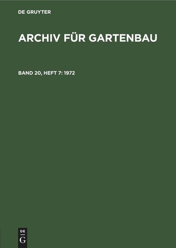 Archiv für Gartenbau: Band 20, Heft 7 1972