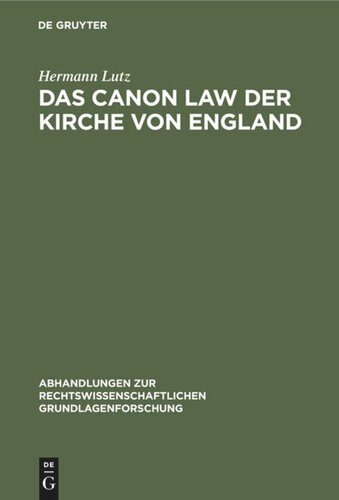 Das Canon Law der Kirche von England